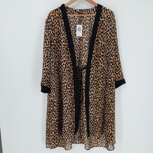 Torrid Cheetah Print Sheer Kimono Coverup, Sz 2X